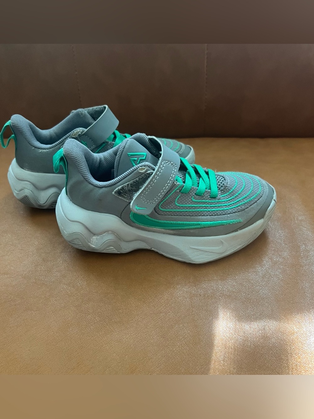 Nike Giannis Immortality 4 Kids Boys Sz 10 Basketball Shoes Sneakers Grey Green